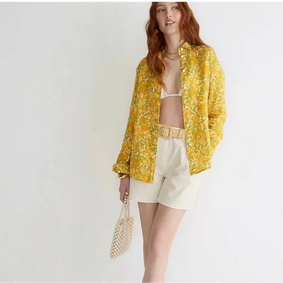 J. Crew NWT Limone Slim Fit Linen Shirt Size 4 - Picture 4 of 5